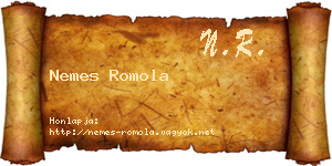 Nemes Romola névjegykártya